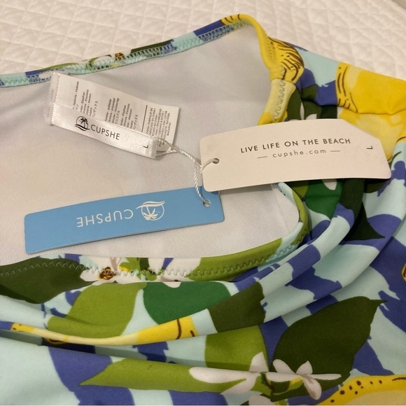 Cupshe Mid Rise Bikini Bottom Lemons Stripes Womens Large Bathing Suit Bottom - Picture 3 of 4